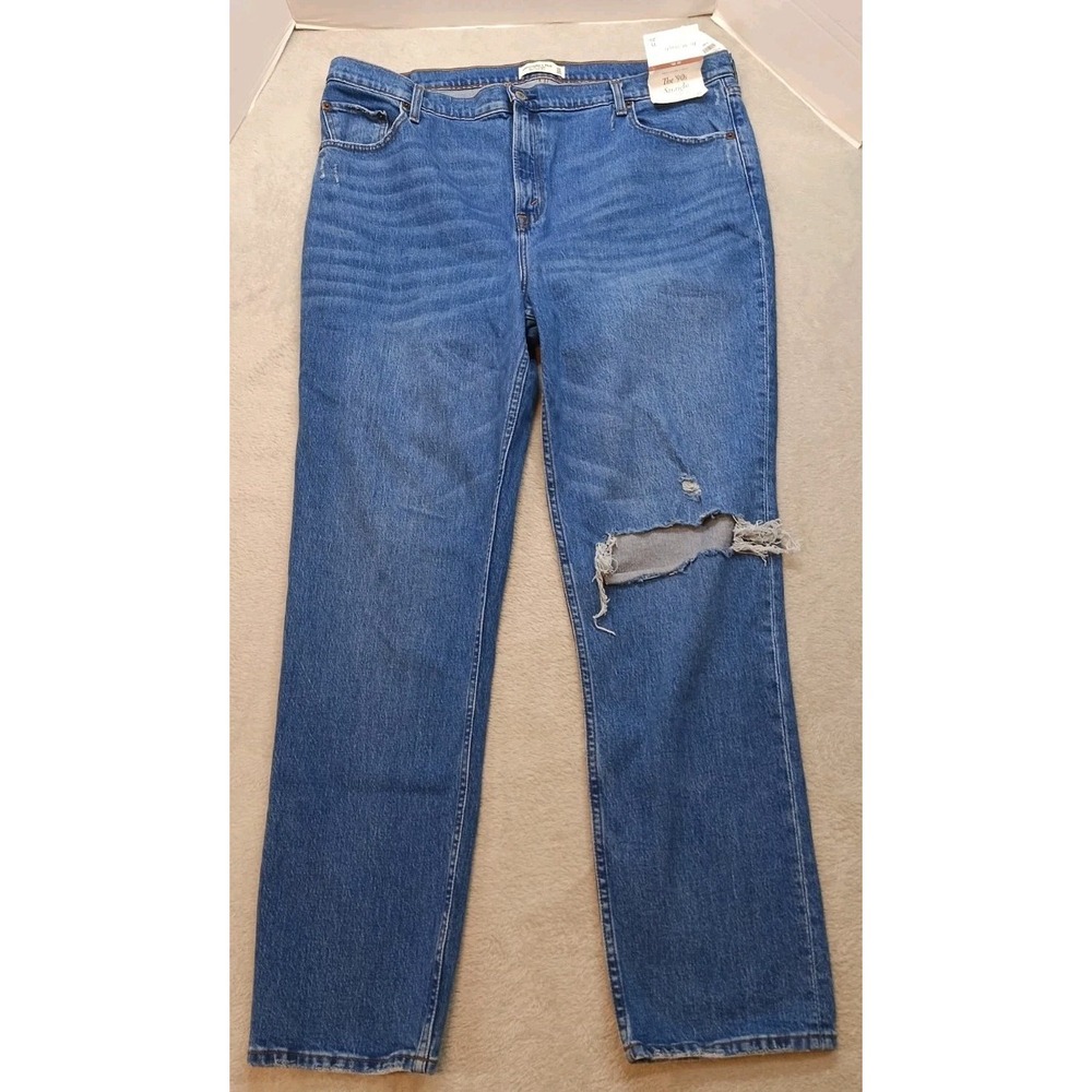 Abercrombie & Fitch '90S Straight Ultra High-rise Women's Blue Jeans 35/20L NWT
